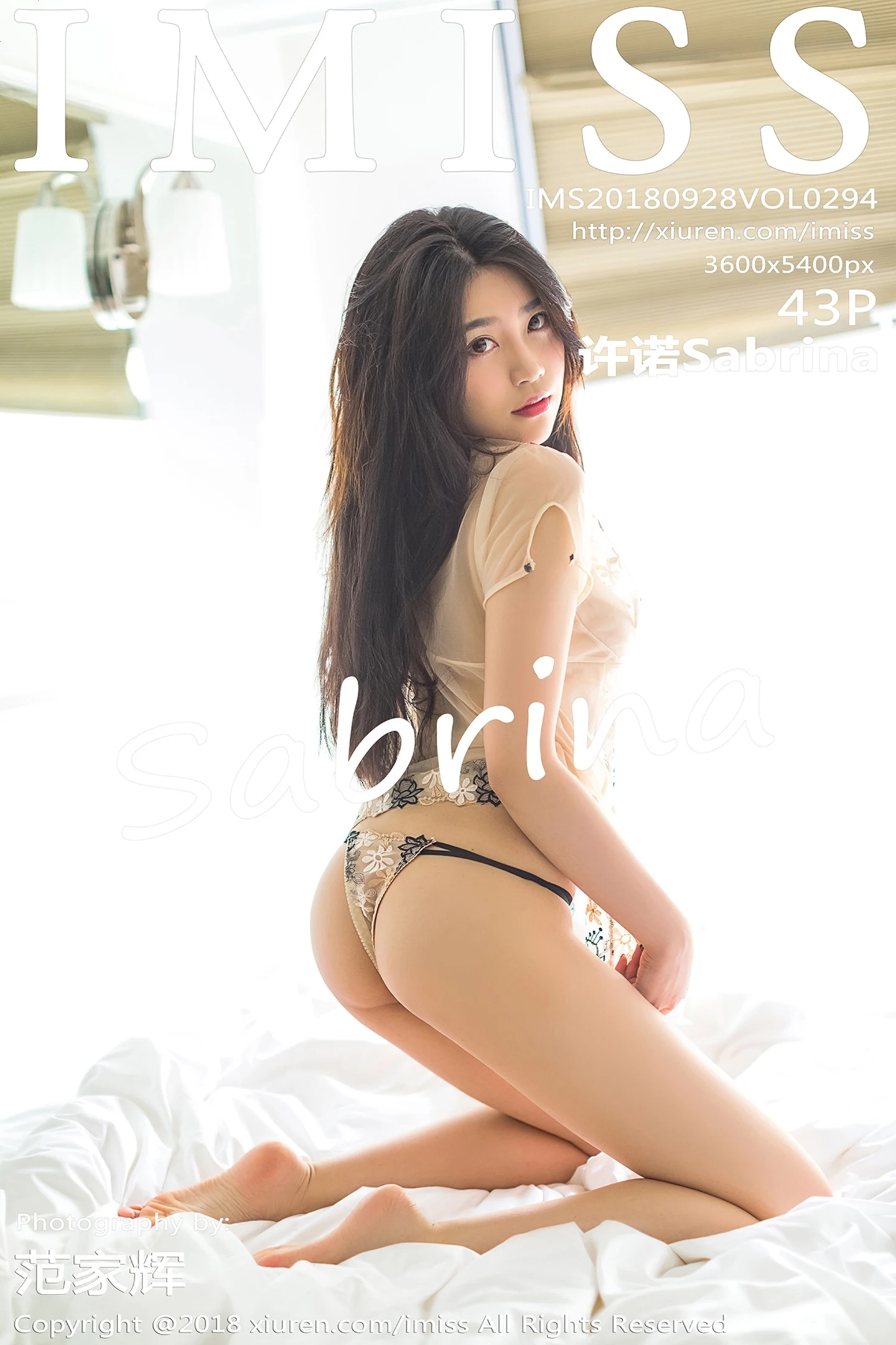 [IMISS爱蜜社]Vol.294_女神许诺Sabrina私房床上薄纱透视秀丁字裤妩媚诱惑写真43P-秀人网 - XiuRen.Pro